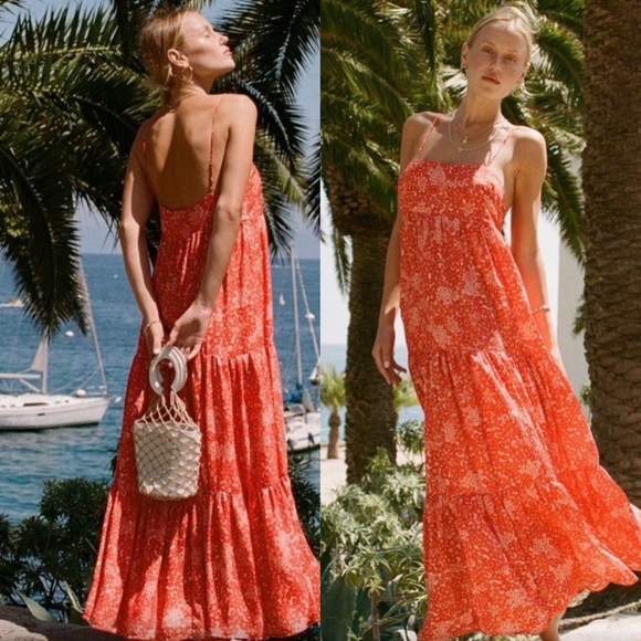Resa Bridgette Orange Floral Maxi Dress - Picture 1 of 4